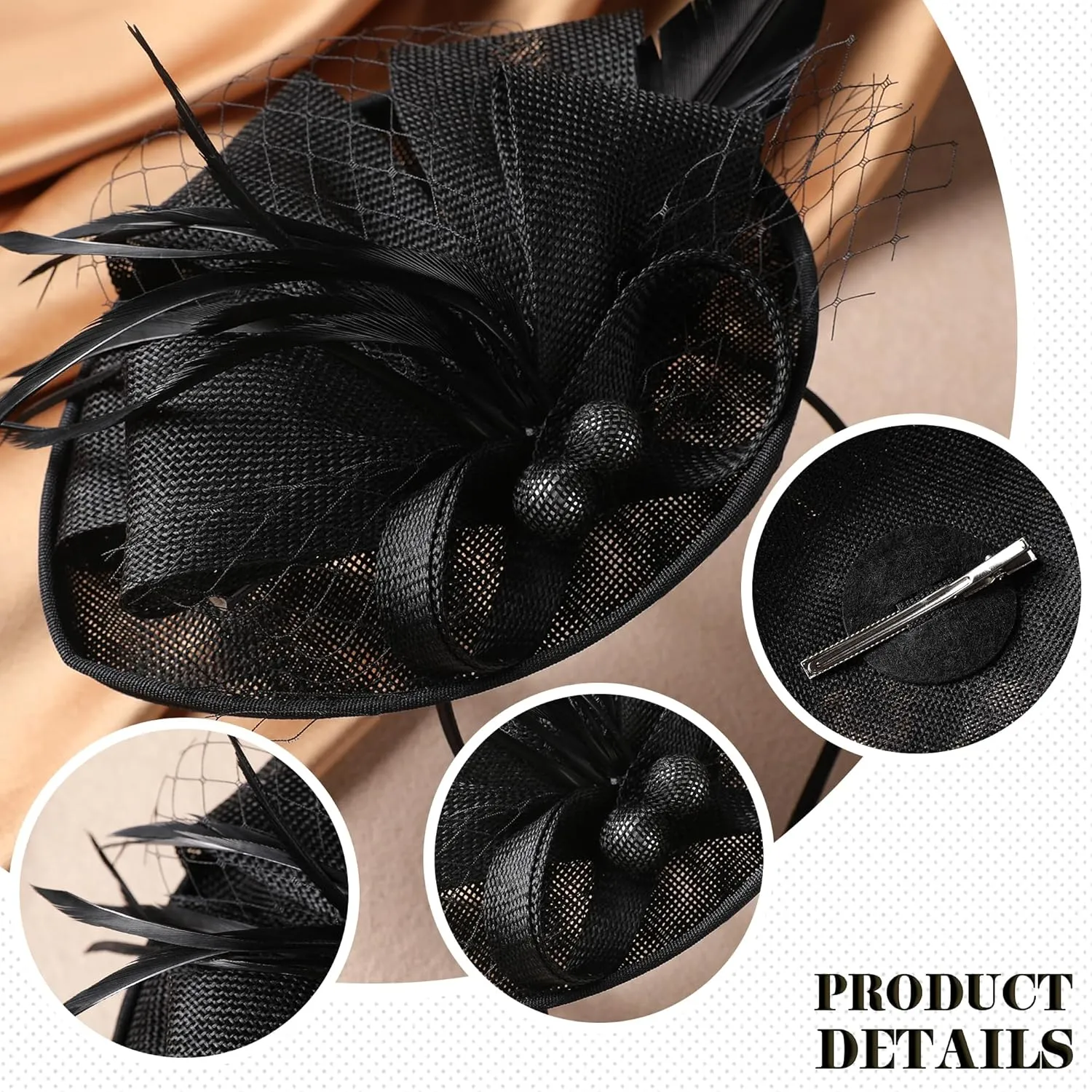 Fascinator Tea Party Hat - 2025 Derby Pillbox Kentucky Hat for Women (7.87x5.9inch)
