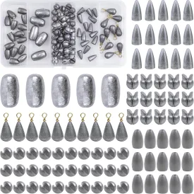 Fishing Weights Sinkers Kit, 90pcs Assorted Split Shot Fishing Weights Bullet Sinkers Weights Egg Sinkers Bass Casting Fishing Sinkers Set for Saltwater Freshwater
