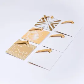 Gift Tag   Ribbons, Handmade, Silk Screened, Gold / White (Set of 6)