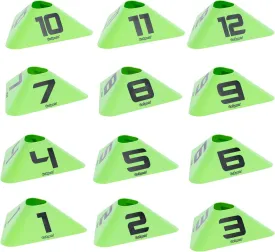 GoSports Modern Sports Cones - 12 Pack with Numbered Cones - Great for Soccer, Basketball, Football and More
