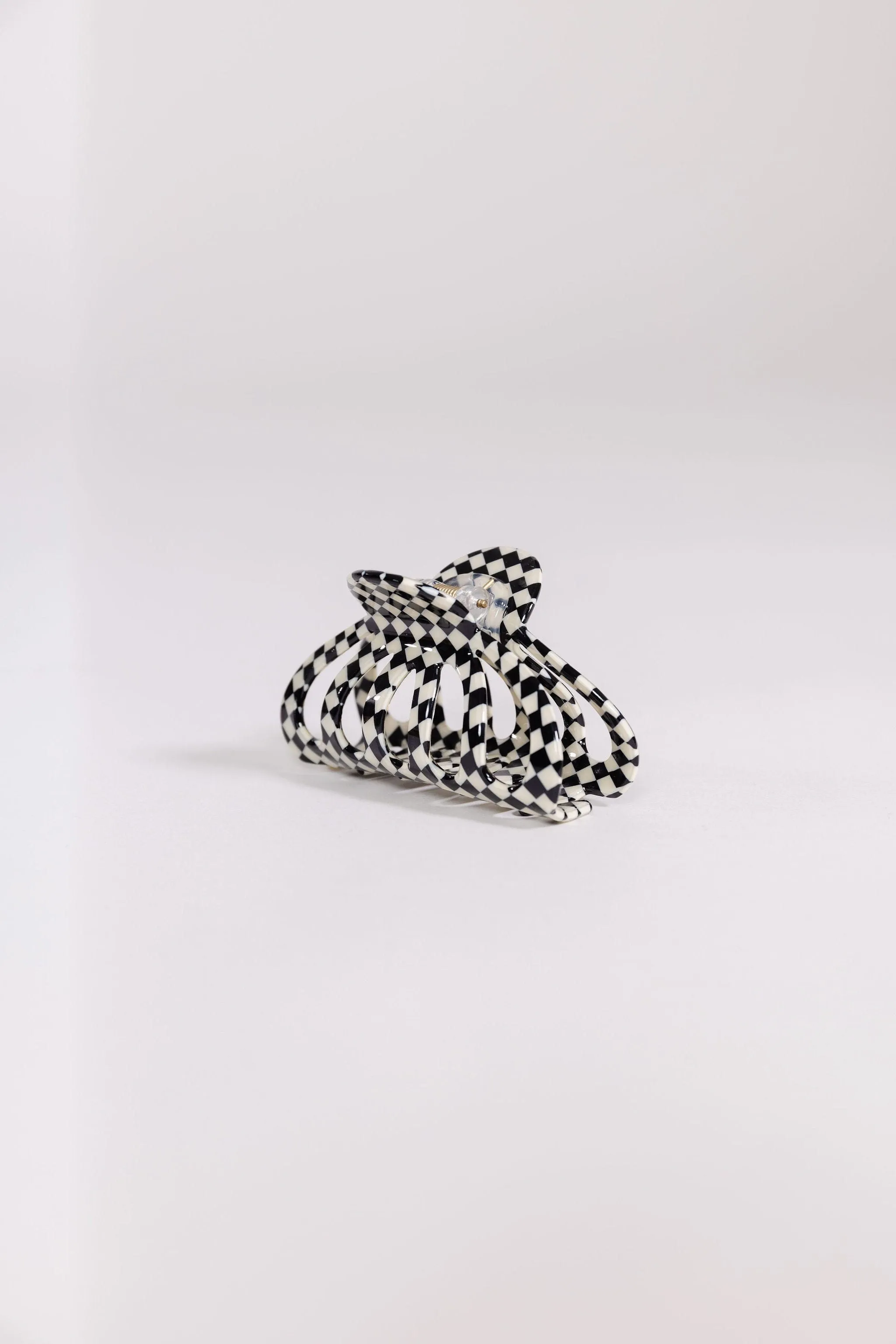 Hair Curve Claw in Small Black Checkerboard