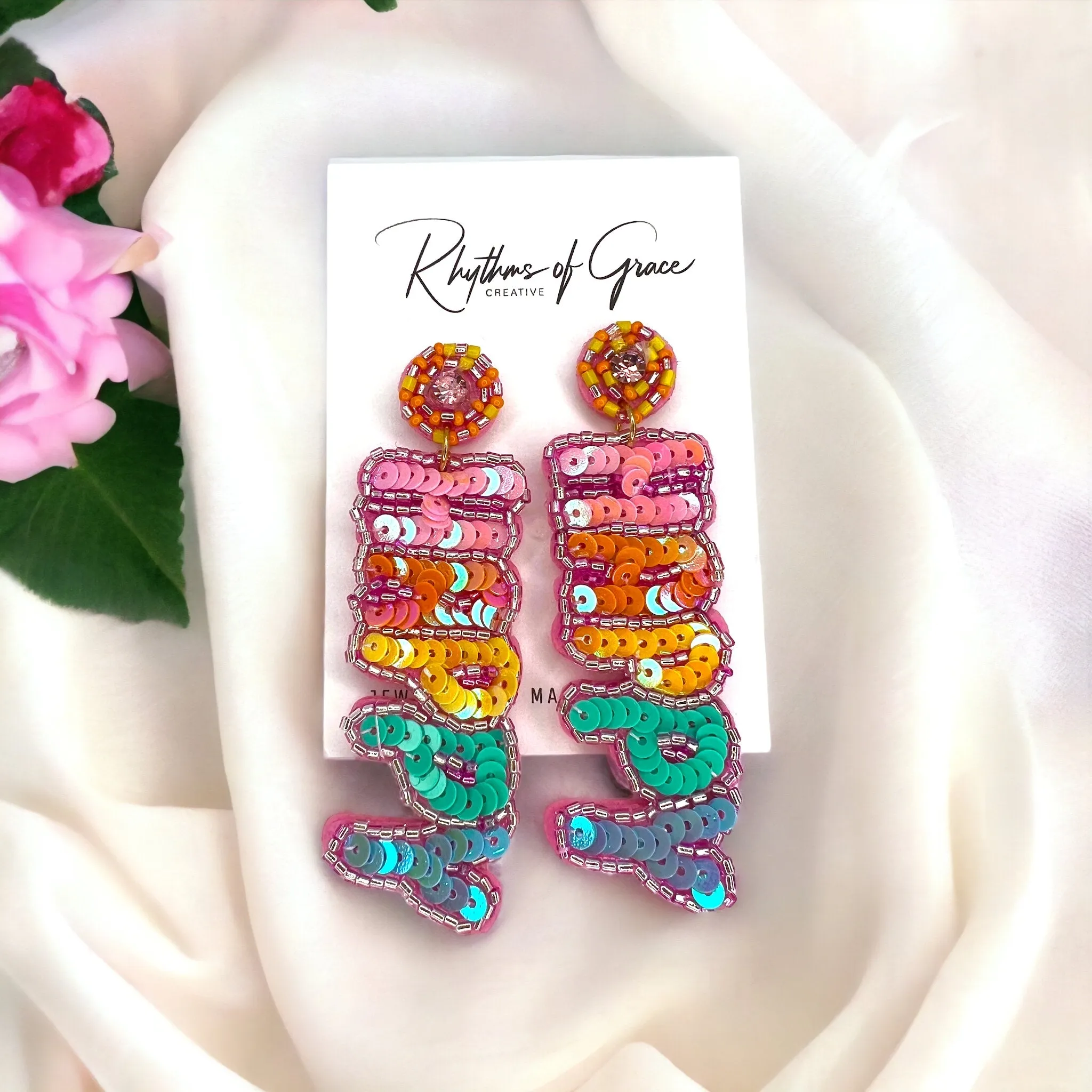 Happy Earrings - Happy Birthday Earrings, Bachelorette Earrings, Bachelorette Accessories, Happy Birthday