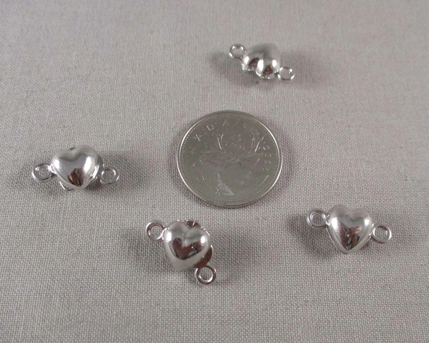Heart Shape Magnetic Clasps Silver Tone 4 sets (1530)