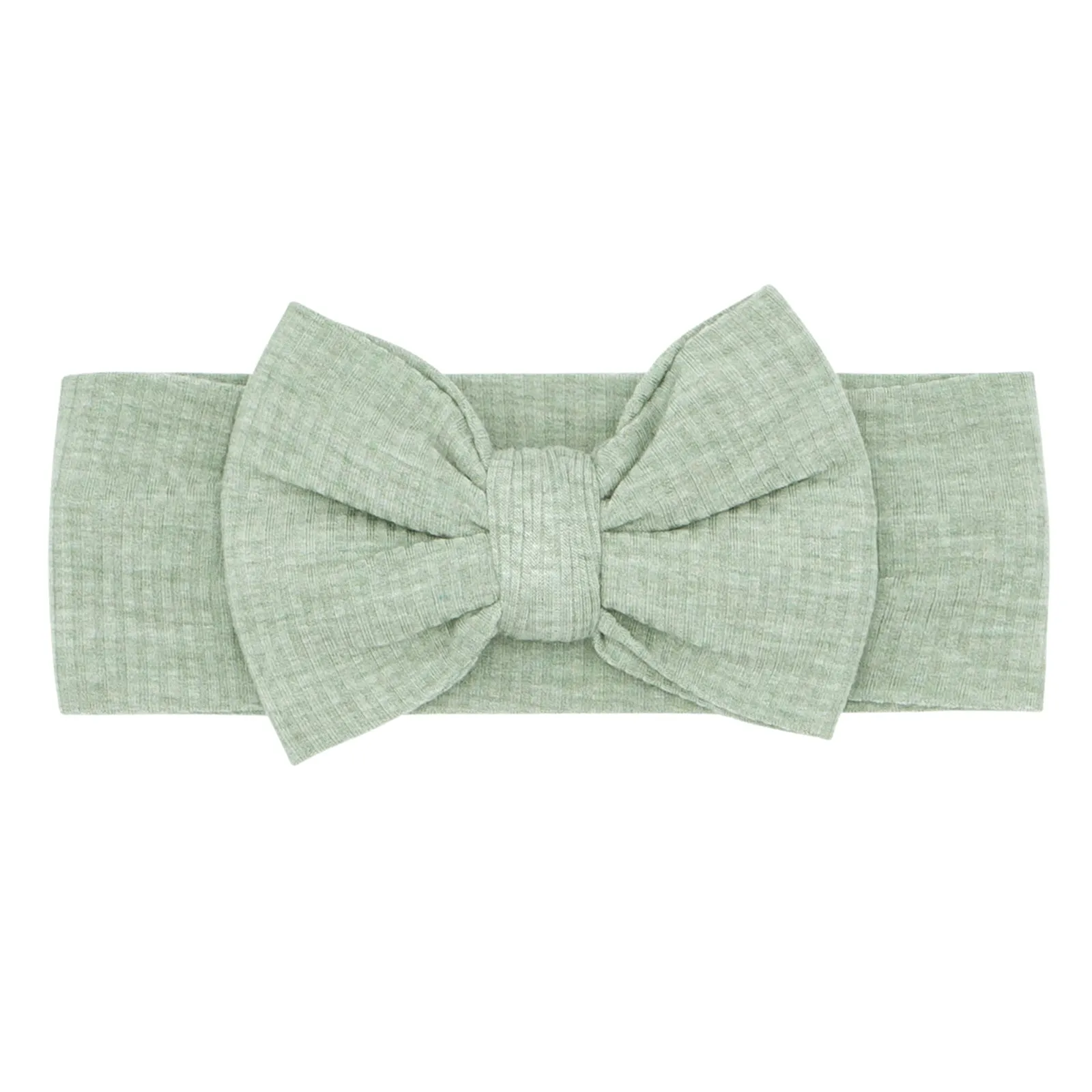 Heather Sage Ribbed Luxe Bow Headband