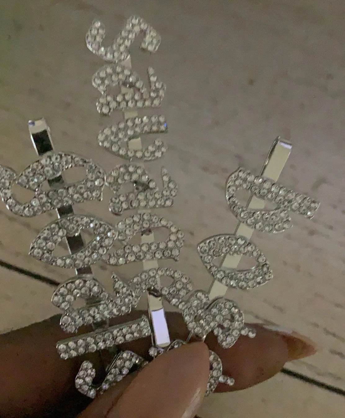 IN STOCK BLING HAIR PINS - GIRLY FONT