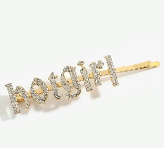 IN STOCK BLING HAIR PINS - GIRLY FONT