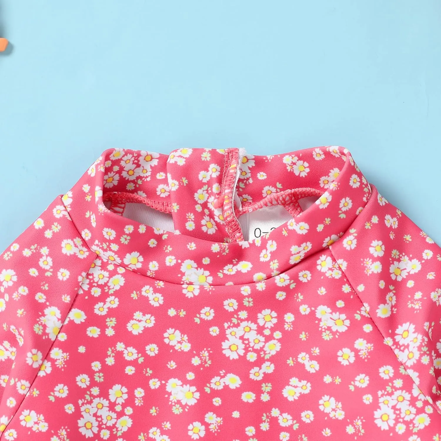 Infant Baby Girl Swimsuit One-Piece Long Sleeve Rash Guard with Hat Set Floral Zipper Bathing Suit Leopard Beach Wear