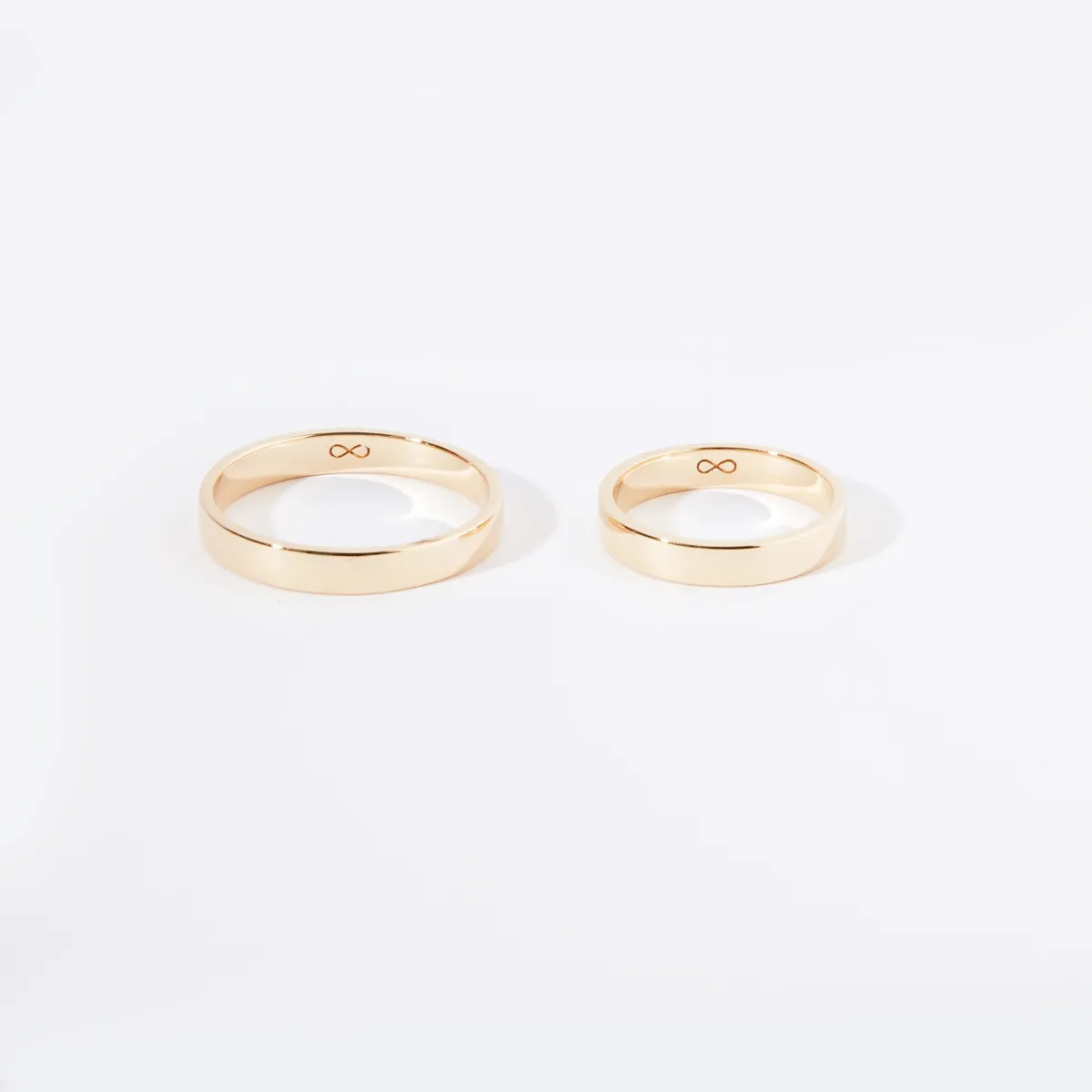 infinity love wedding band set of 2 polished - 14k yellow gold