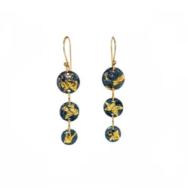 Keum-Boo Triple Disk Black & Gold Earrings - Small