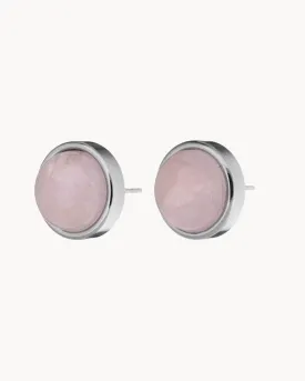 Kindness Stone Pink Quartz Signature Stud Earrings, Silver