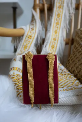 Knotted and Beaded Earring - Gold
