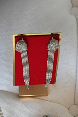 Knotted and Beaded Earring - Platinum