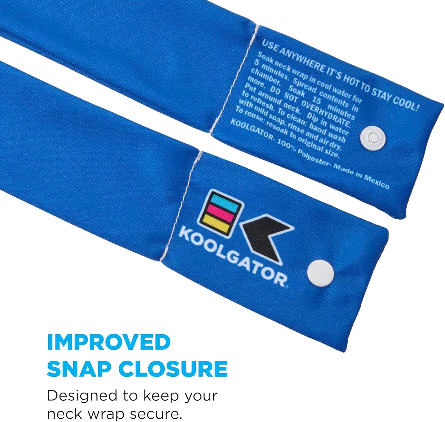 KOOLGATOR Evaporative Cooling Neck Wrap - Keep Cool in The Heat, Summer Cooling Accessories, Long Lasting, Reusable & Breathable, Available in 1, 3, or 5 Pack (Flames: Blue & Red, 1 Pack)