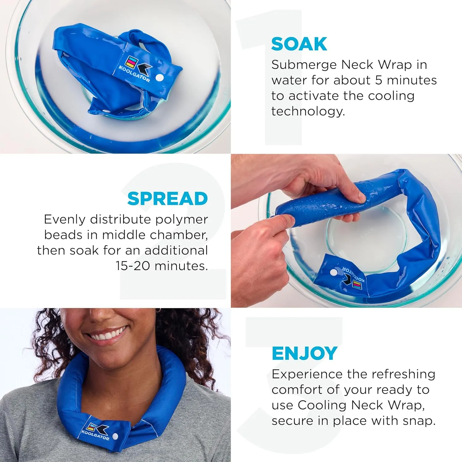KOOLGATOR Evaporative Cooling Neck Wrap - Keep Cool in The Heat, Summer Cooling Accessories, Long Lasting, Reusable & Breathable, Available in 1, 3, or 5 Pack (Flames: Blue & Red, 1 Pack)