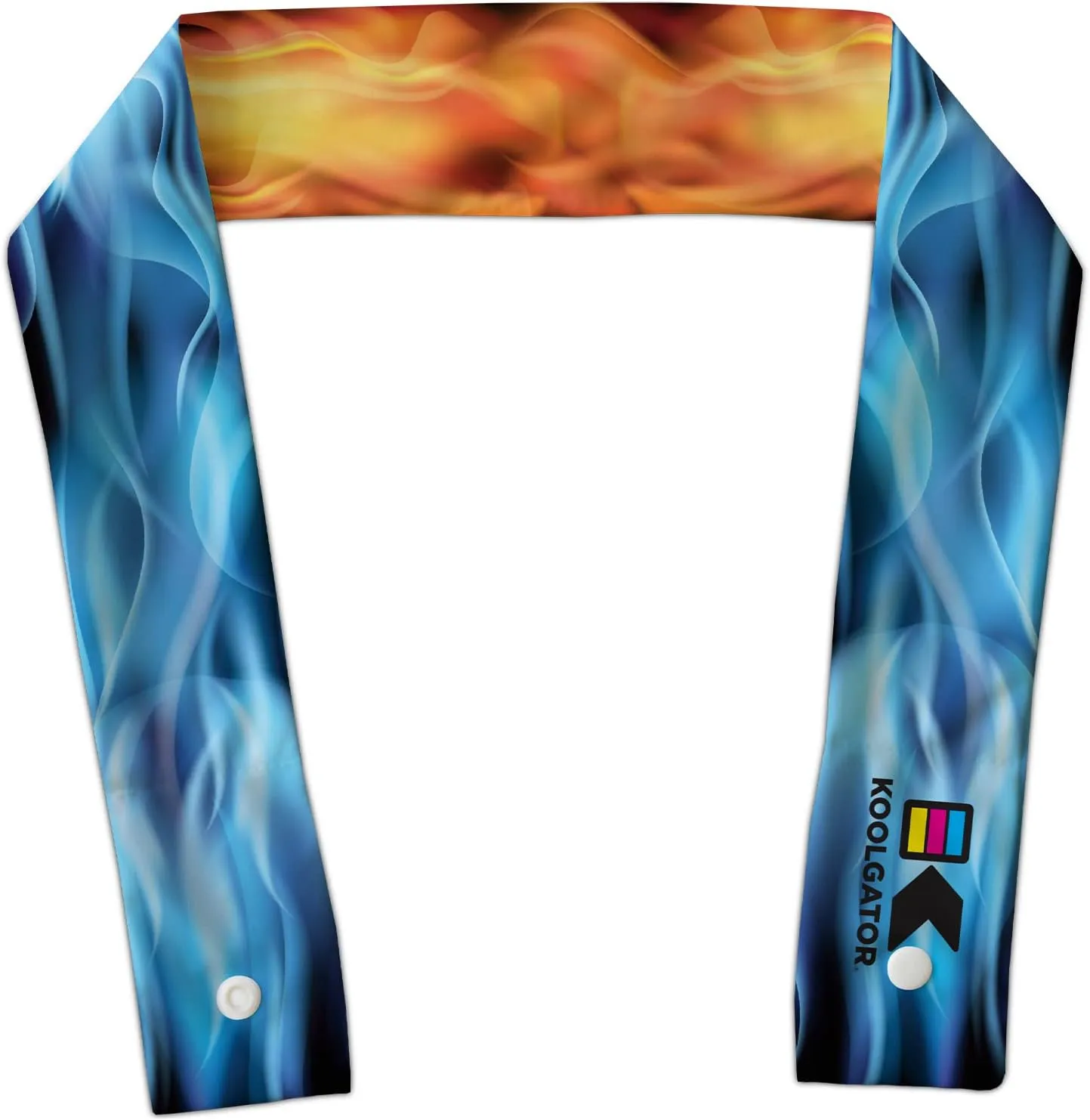 KOOLGATOR Evaporative Cooling Neck Wrap - Keep Cool in The Heat, Summer Cooling Accessories, Long Lasting, Reusable & Breathable, Available in 1, 3, or 5 Pack (Flames: Blue & Red, 1 Pack)