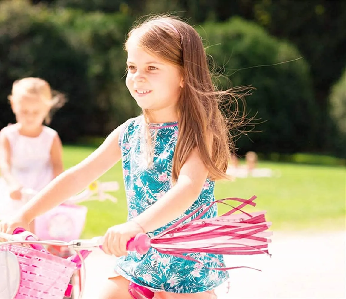 kortes 1 Pack Kids Bike Bell and 2 Pack Kids Bike Streamers for Children's Bike Accessories (Pink, Red,& Blue)