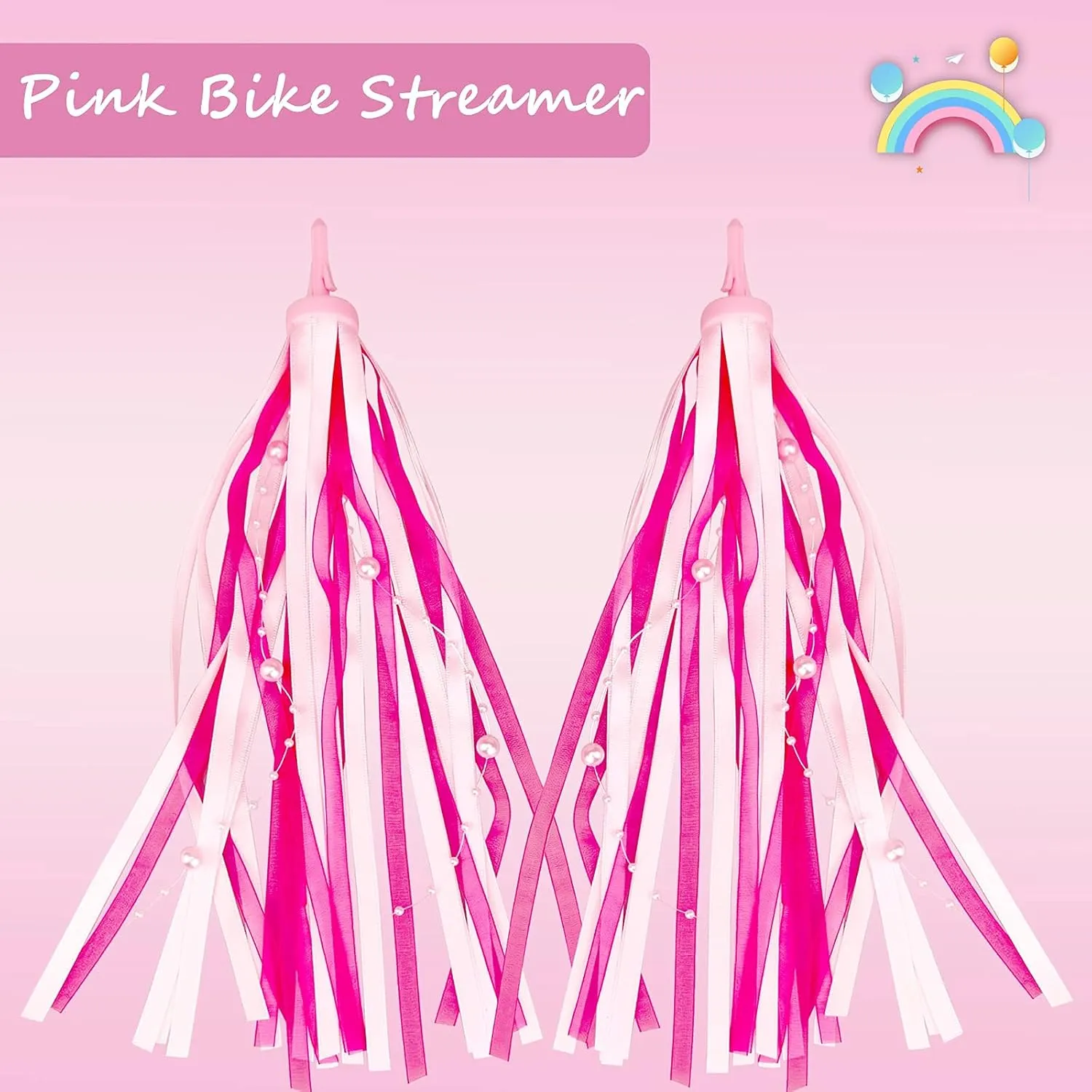 kortes 1 Pack Kids Bike Bell and 2 Pack Kids Bike Streamers for Children's Bike Accessories (Pink, Red,& Blue)
