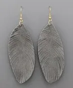 Leather Feather Earrings
