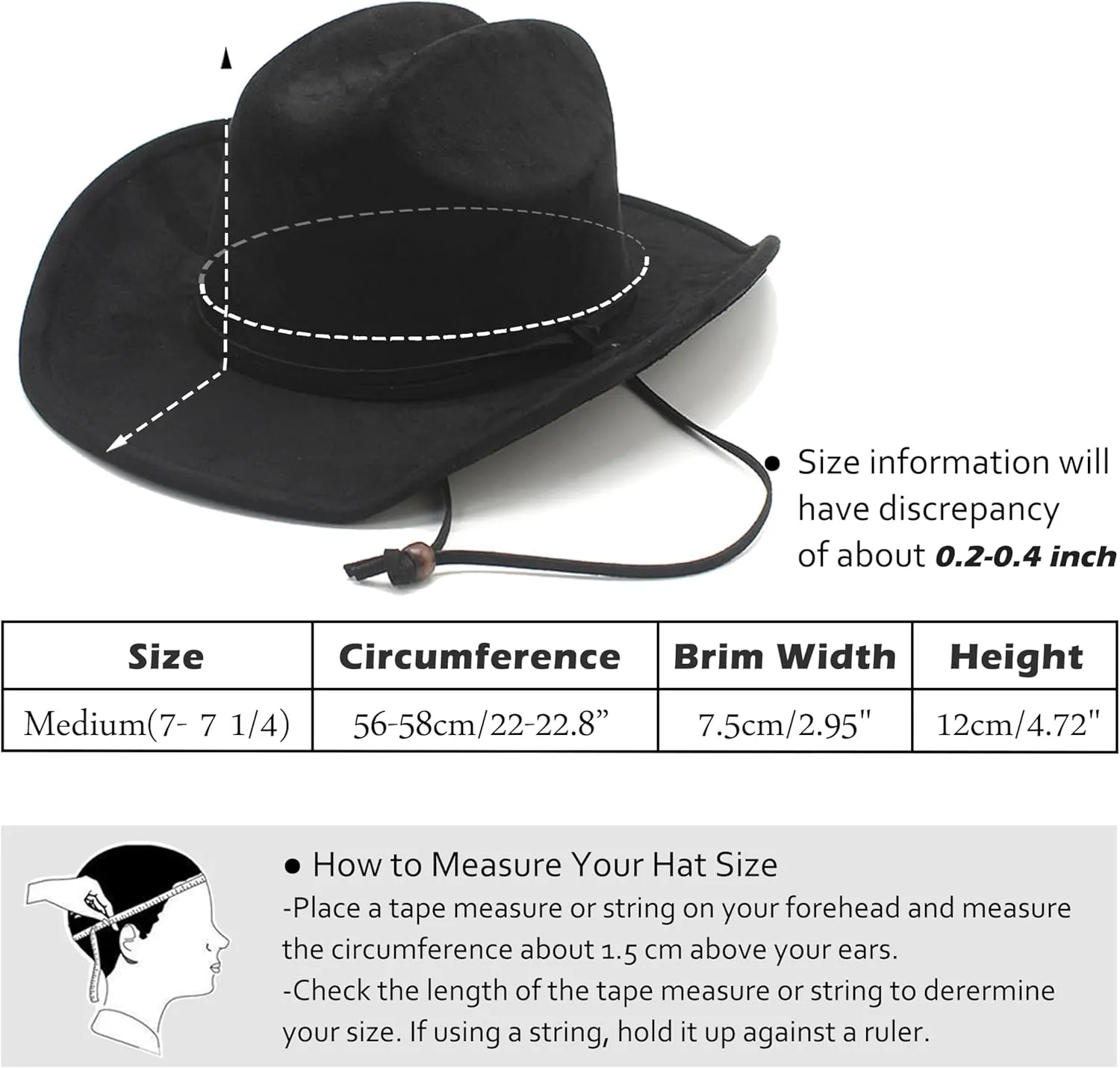 Lisianthus Women Men Wide Brim Suede Western Cowboy Cowgirl Hat with Wind Lanyard