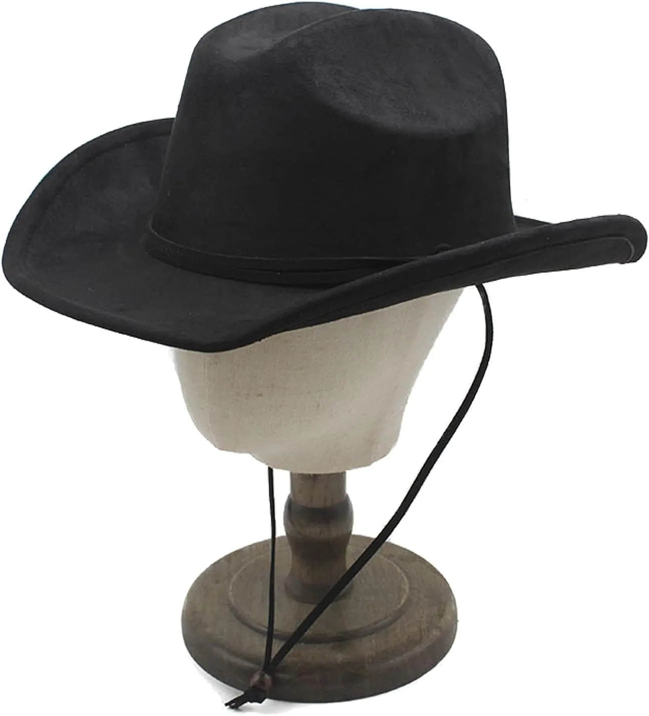 Lisianthus Women Men Wide Brim Suede Western Cowboy Cowgirl Hat with Wind Lanyard