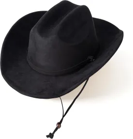 Lisianthus Women Men Wide Brim Suede Western Cowboy Cowgirl Hat with Wind Lanyard