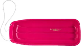 Lucky Bums Kids 48 Inch Single Person Plastic Snow Toboggan Sled for All Winter Conditions with Pull Rope for Children Ages 8 to 15, Pink