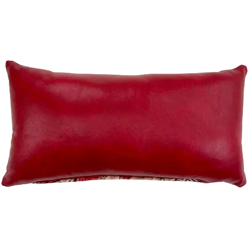 Lumbar Pillow - Red Feather Print Leather - 24" x 12" (LPIL092)
