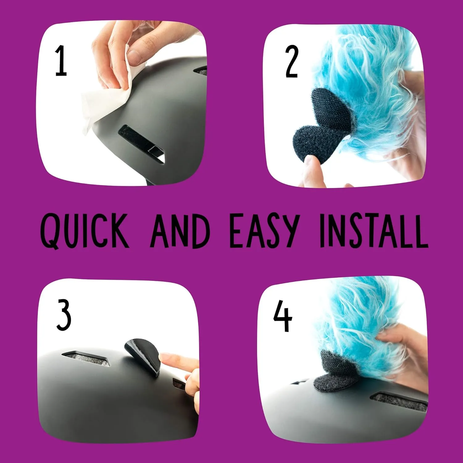 Lynx Helmet Accessories w/Sticky Hook & Loop Fastener Adhesive (Helmet not Included), Fun Helmet Bunny/Rabbit Ears/Covers for Snowboarding, Skiing, Biking for Kids, Toddlers and Adults