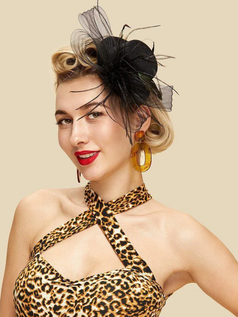 Mesh Bow Fascinator Hat With Feather