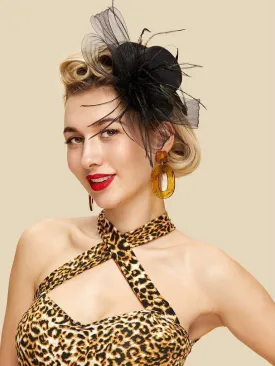 Mesh Bow Fascinator Hat With Feather