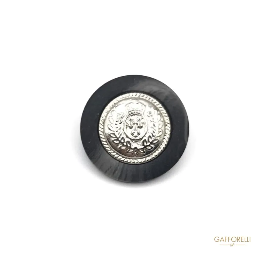 Metal and Polyester Button with Central Emblem - Art. D199