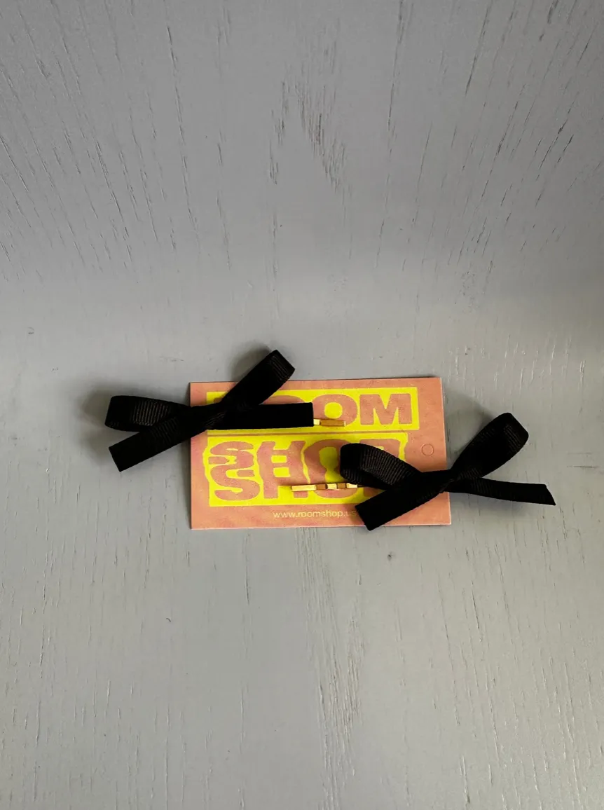 Mini Bow Bobby Pin 2-pack in Black