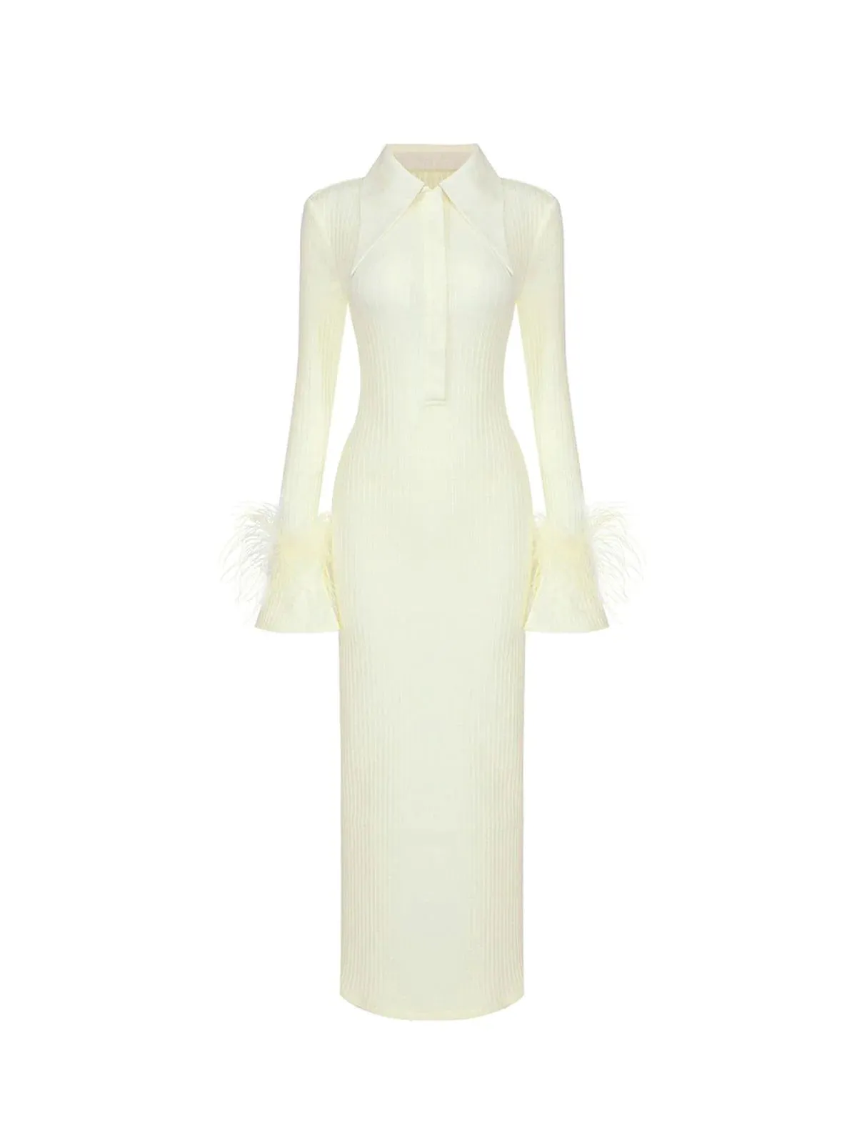 MIYA LONG SLEEVE FEATHER BANDAGE DRESS