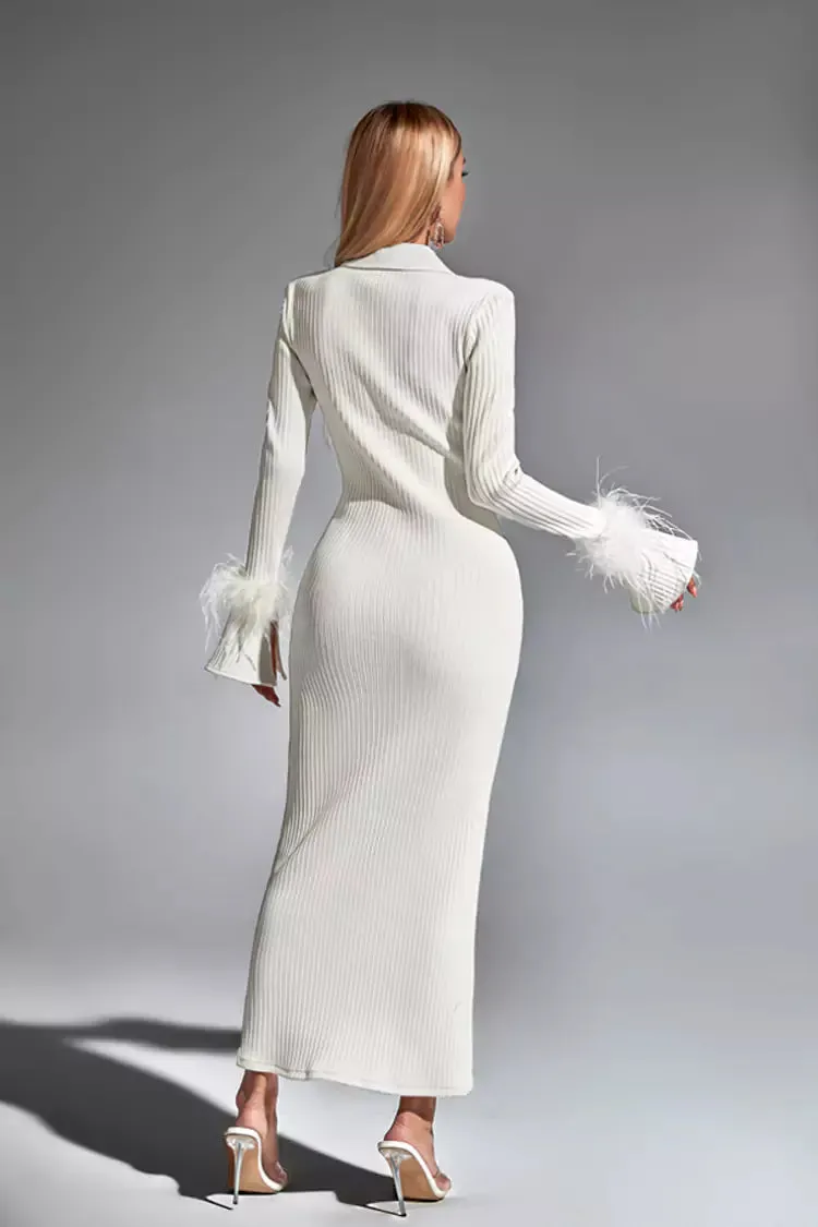 MIYA LONG SLEEVE FEATHER BANDAGE DRESS