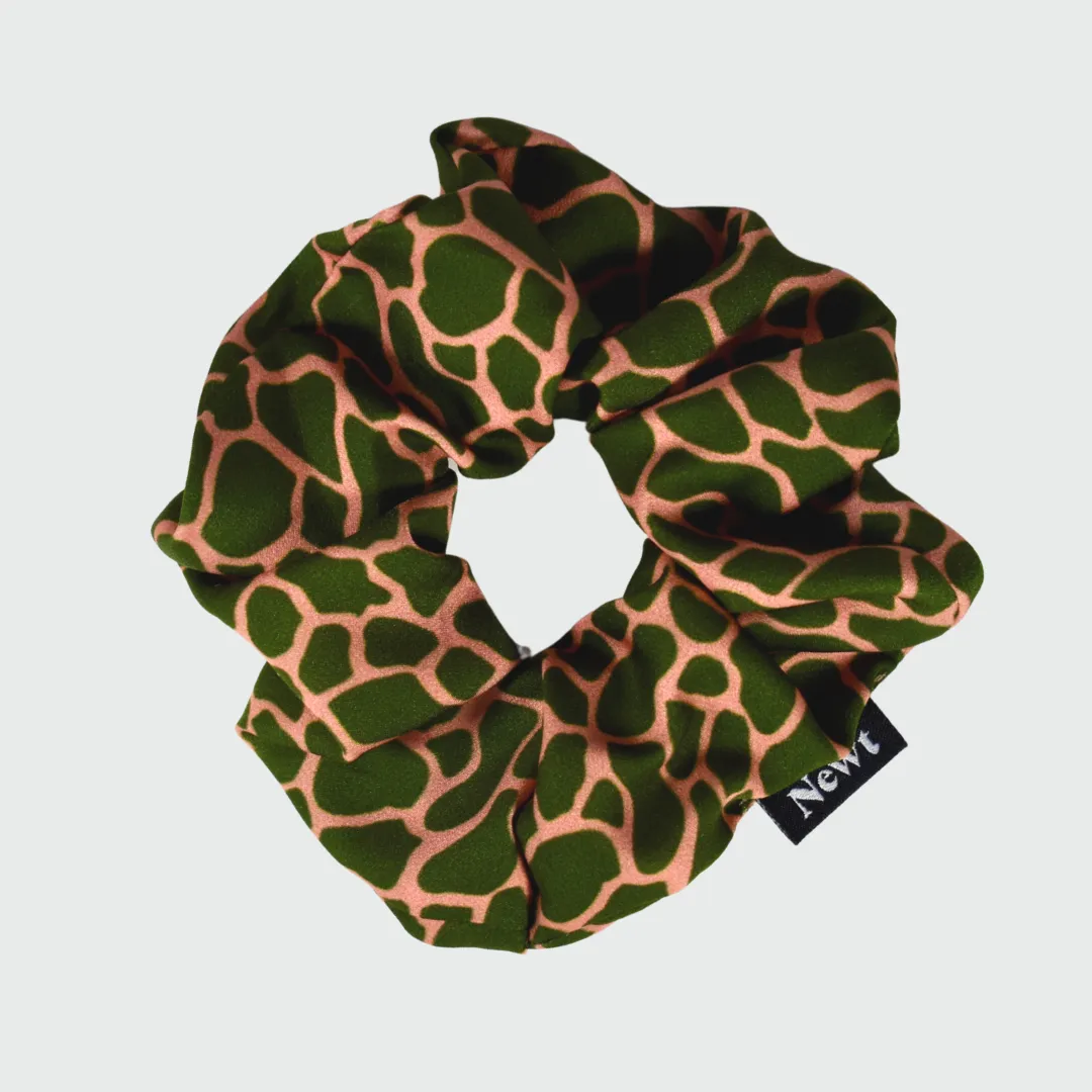 Mosaic Print Green and Pink Hair Scrunchie