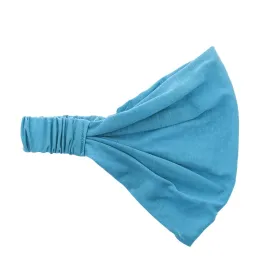 Motique Accessories Wide Cotton Head Band Solid Boho Yoga Style Soft Hairband for Women (Bright Blue)