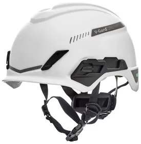 MSA 10194783 H1 V-Gard Helmet With Fas-Trac III Ratchet Suspension | Polyethylene Shell, Superior Impact Protection, Self Adjusting Crown Straps - Standard Size in White