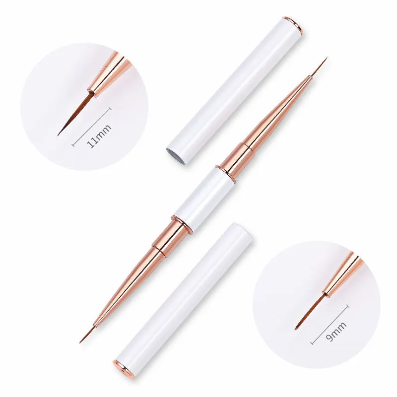Nail Art Liner Brush White and Rose Gold with Double Head