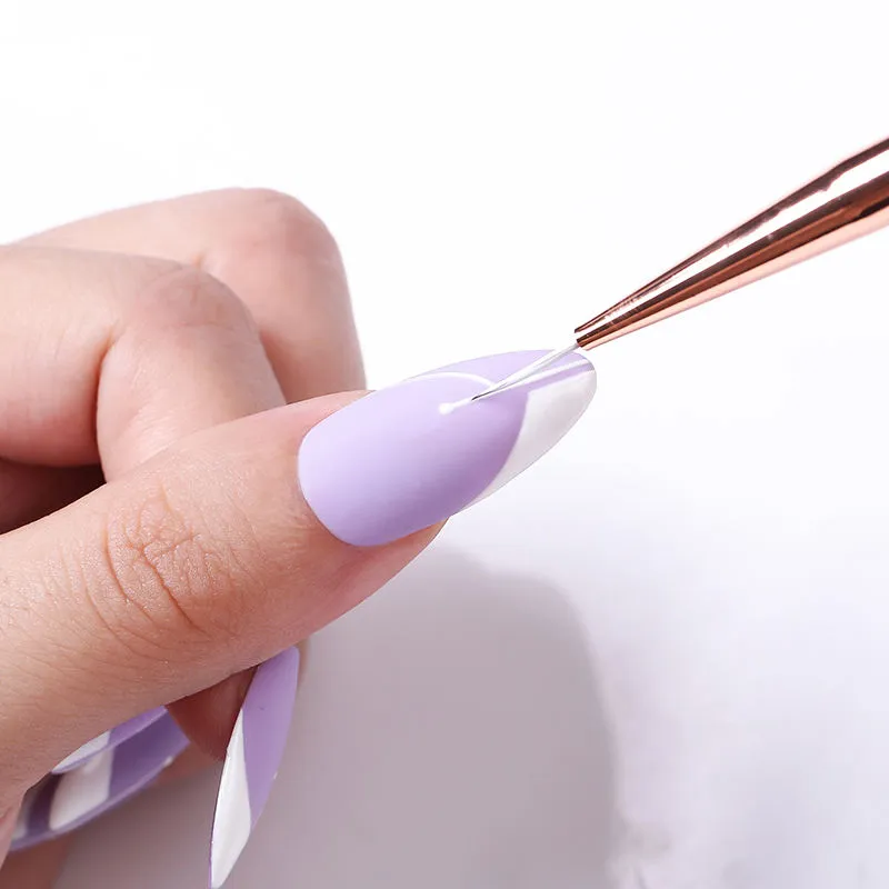 Nail Art Liner Brush White and Rose Gold with Double Head