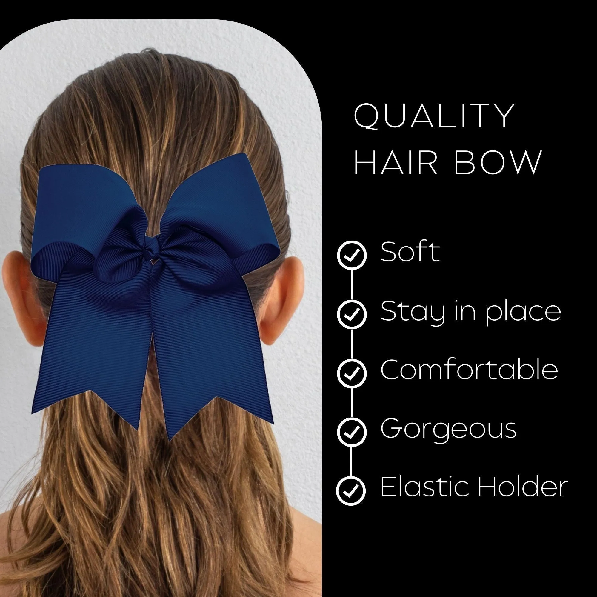Navy Clip Hair Bow