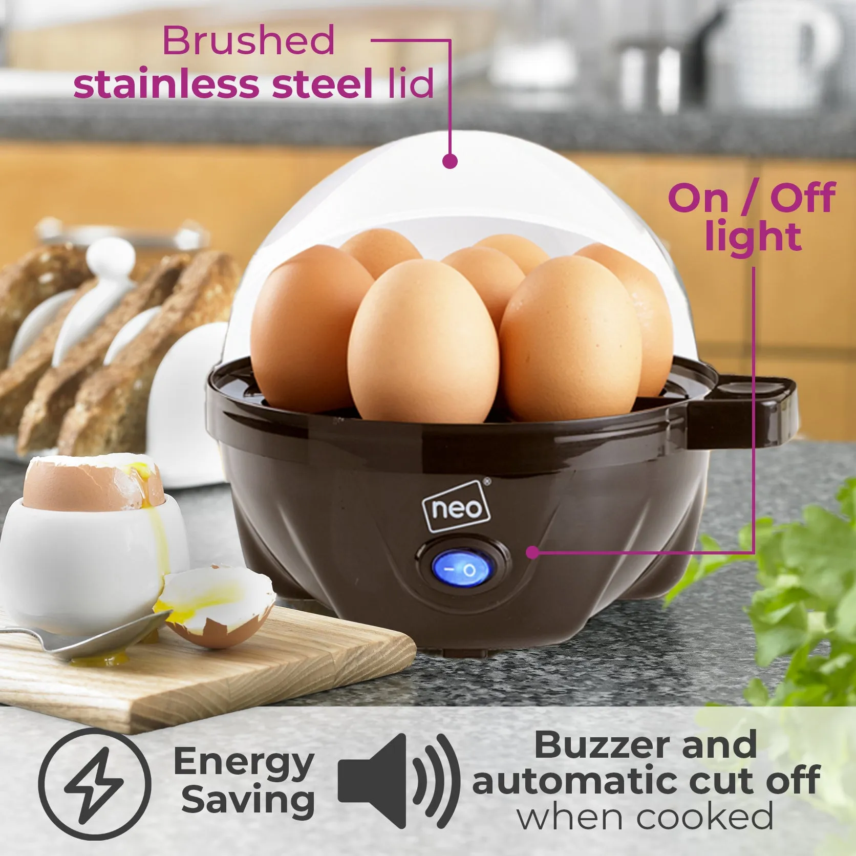 Neo Clear Electric Egg Boiler Poacher and Steamer