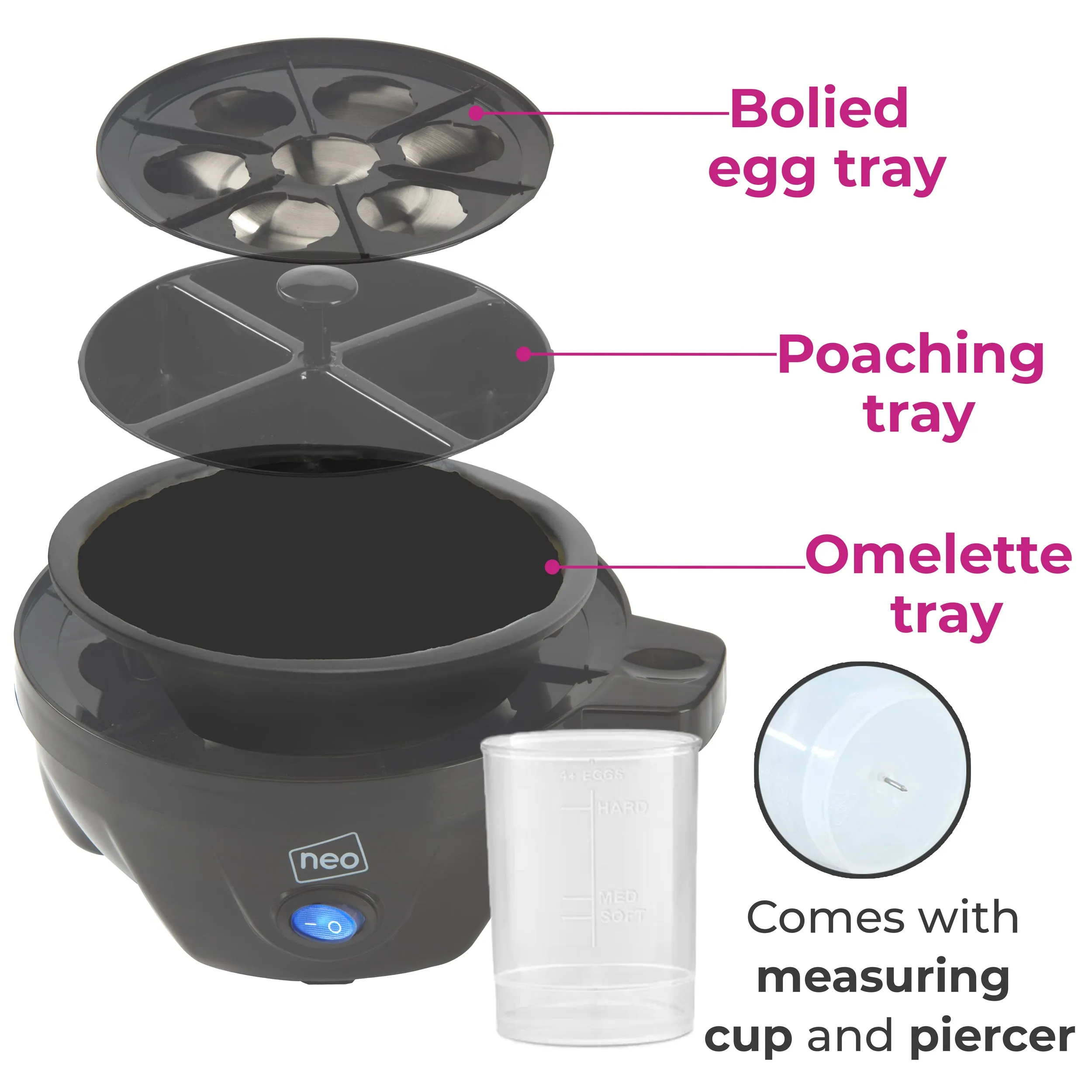 Neo Clear Electric Egg Boiler Poacher and Steamer