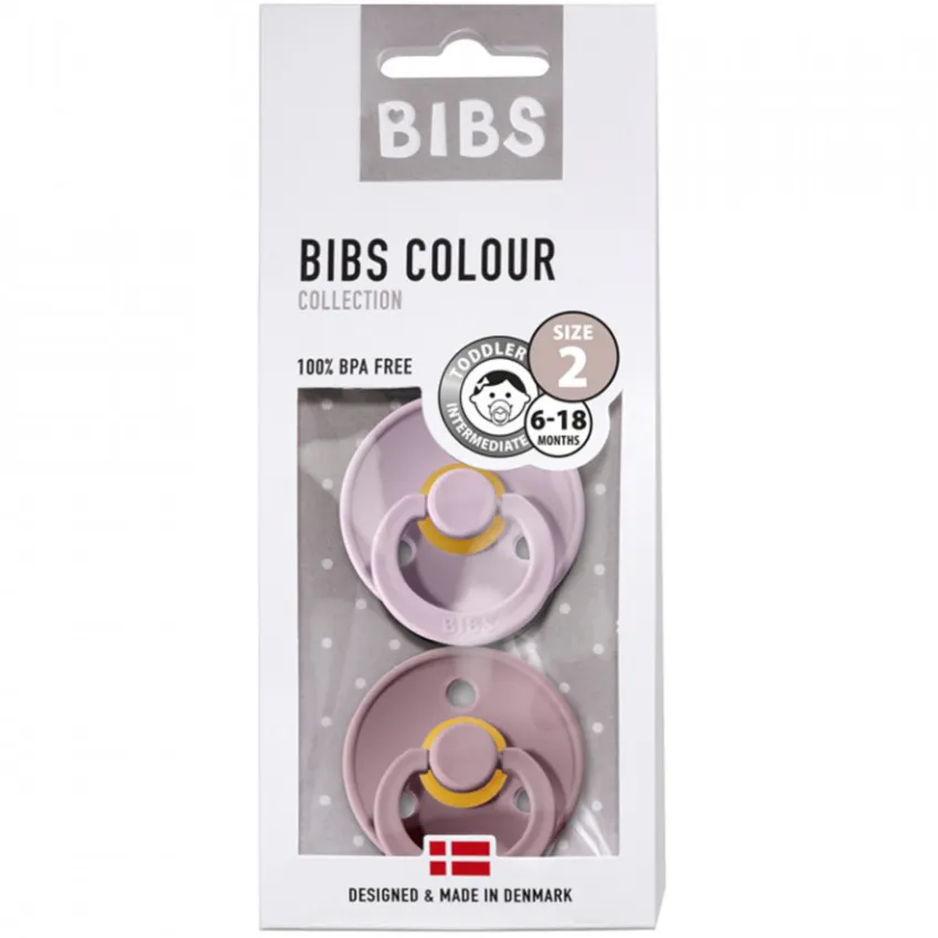 Nibbling Bibs Twin Dummy Pack Size 2 Dusky Lilac/ Heather