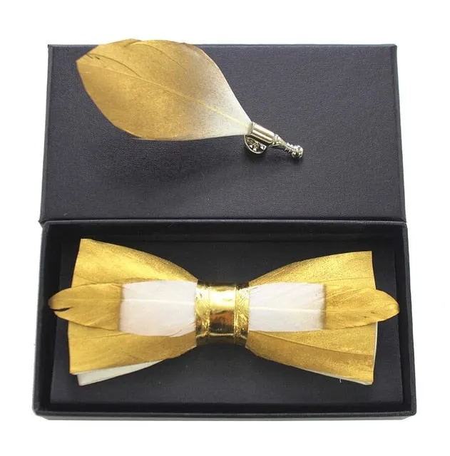 Ophir Feather Bow Tie Set