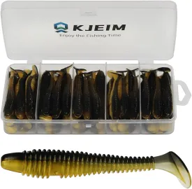 Paddle Tail Swimbaits, 50 PCS Ribbed 3 Inchs Soft Plastic Fishing Lures for Bass Trout Crappie Walleye Saltwater/Freshwater Fishing