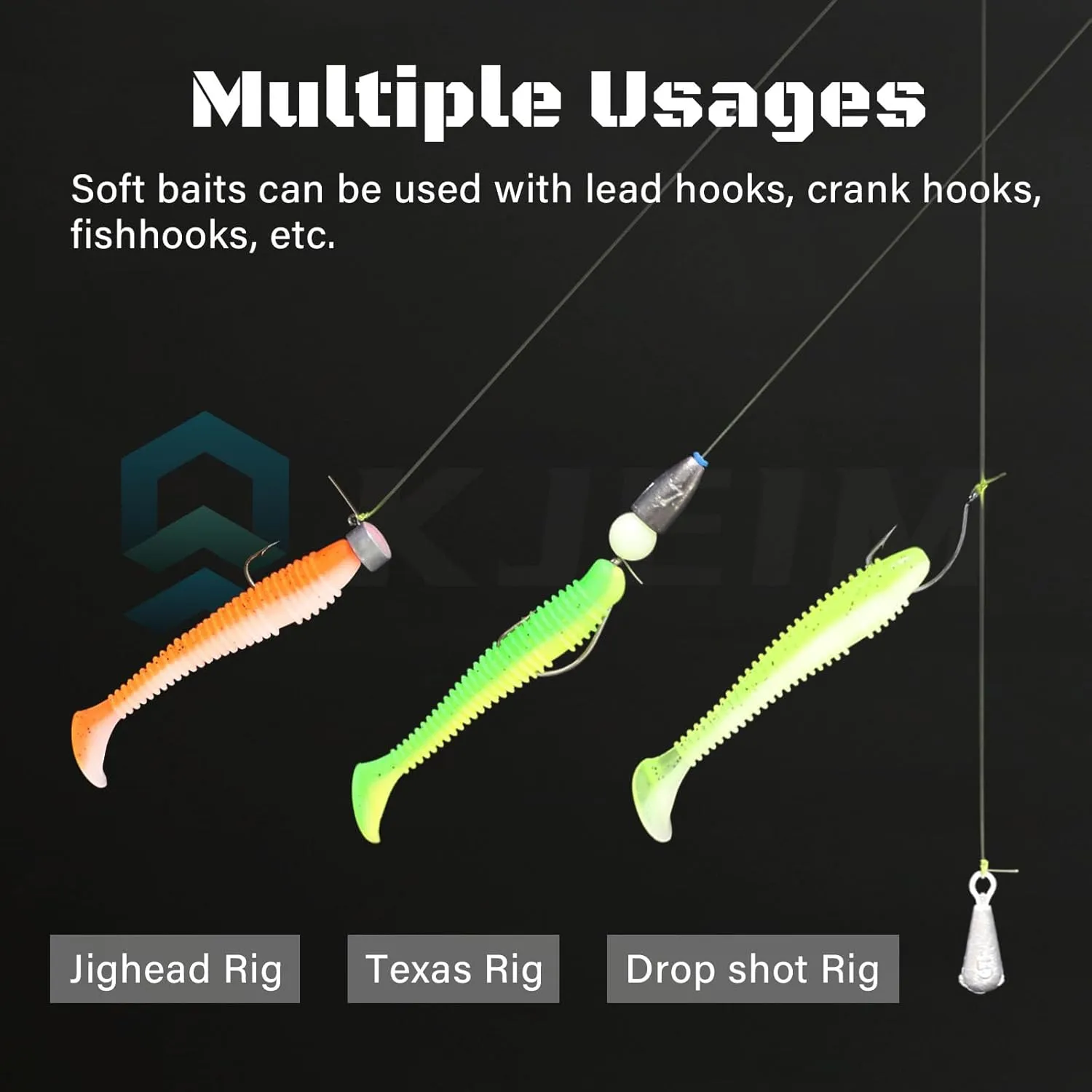 Paddle Tail Swimbaits, 50 PCS Ribbed 3 Inchs Soft Plastic Fishing Lures for Bass Trout Crappie Walleye Saltwater/Freshwater Fishing