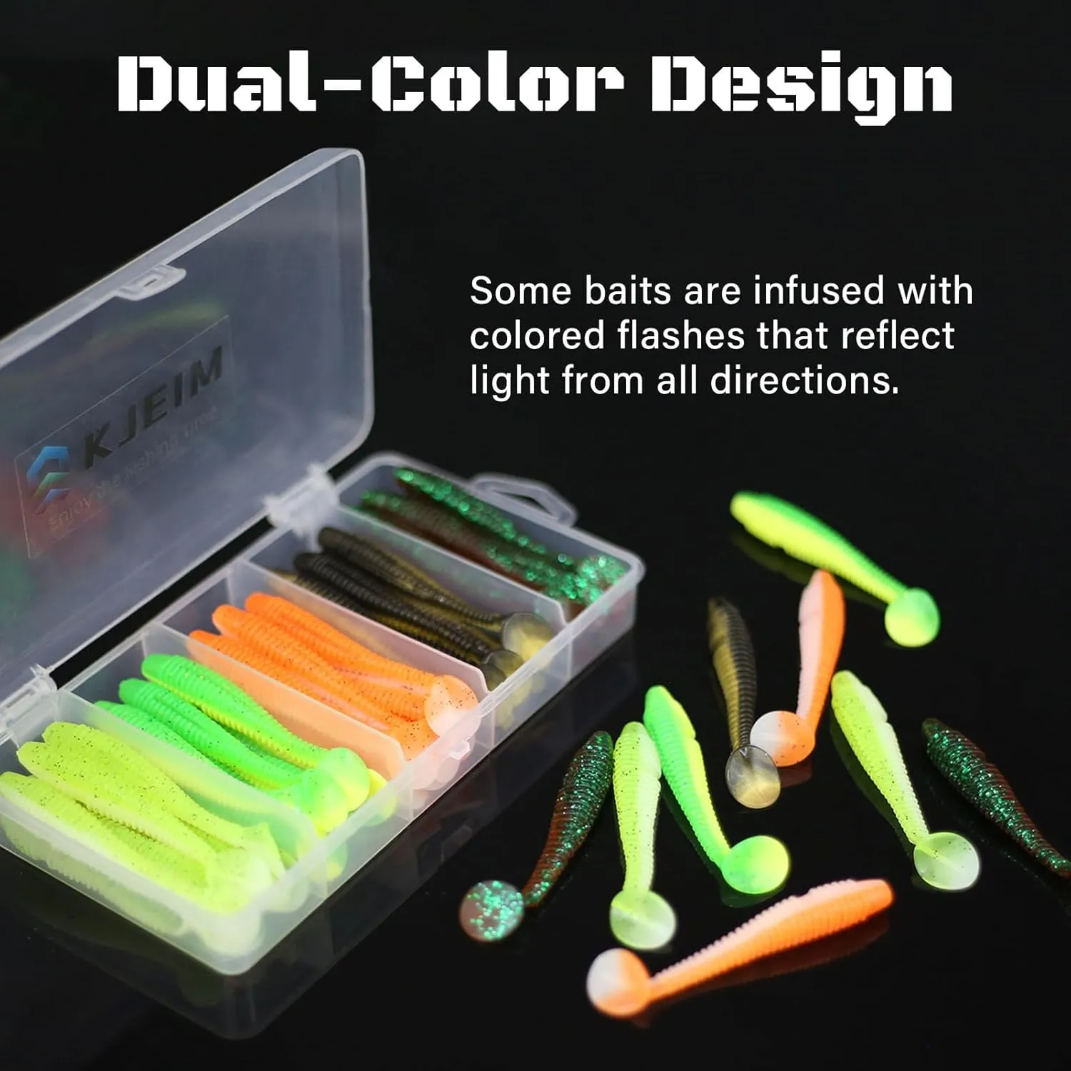 Paddle Tail Swimbaits, 50 PCS Ribbed 3 Inchs Soft Plastic Fishing Lures for Bass Trout Crappie Walleye Saltwater/Freshwater Fishing
