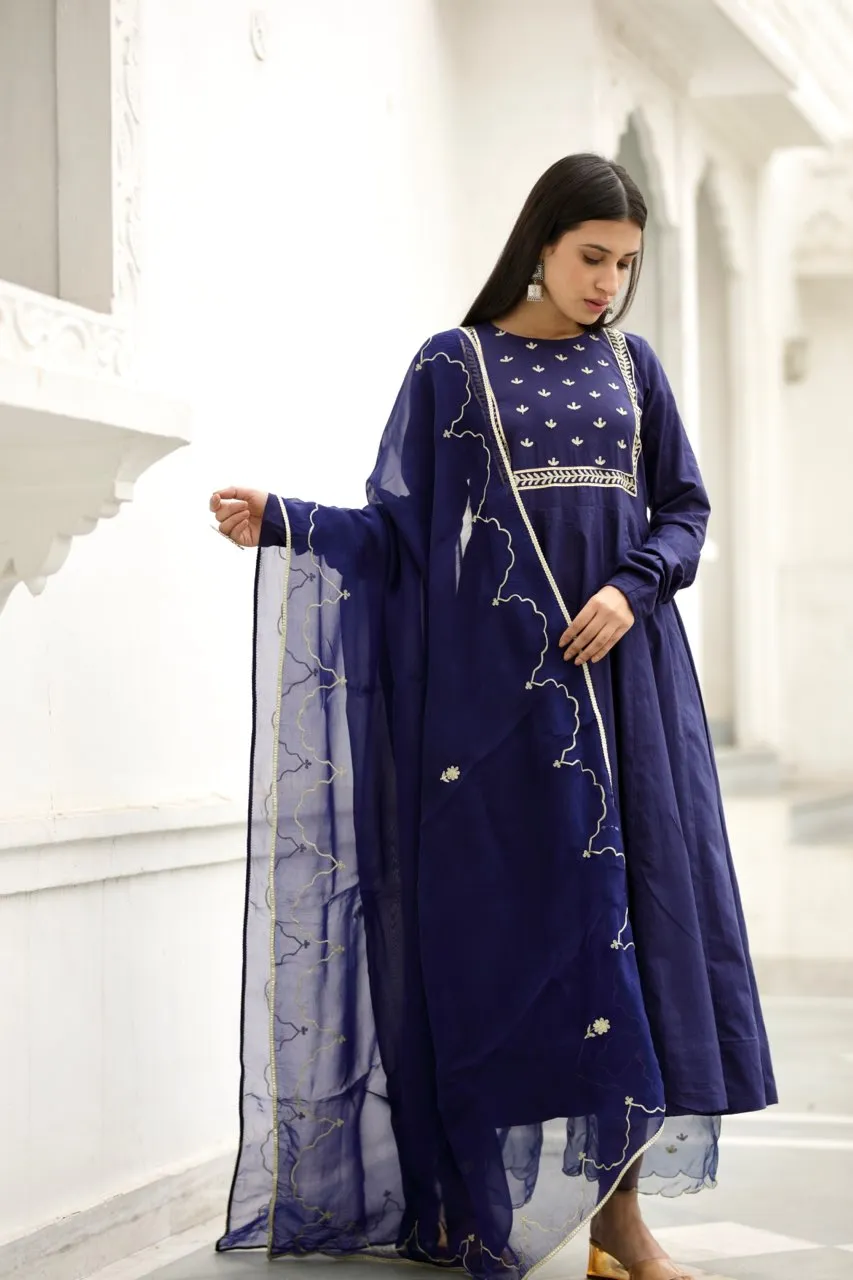 Pakeezah indigo blue cotton set