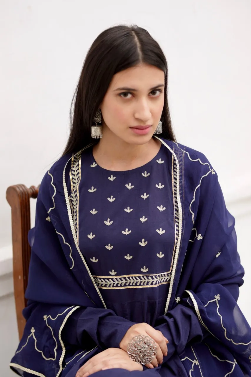 Pakeezah indigo blue cotton set