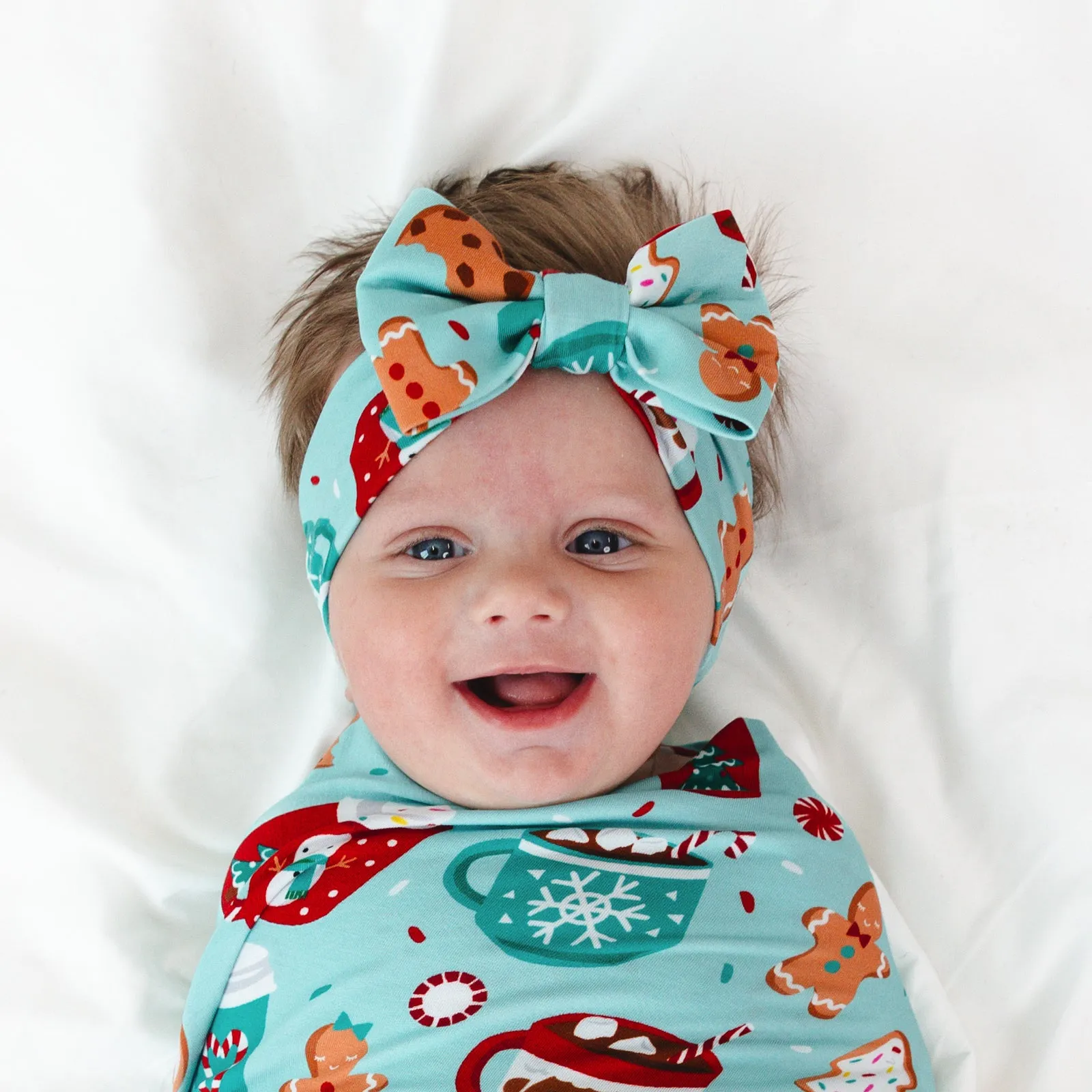 Peppermint Mocha Swaddle & Luxe Bow Headband Set